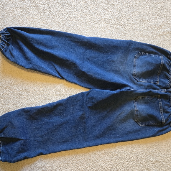 Relaxed Blue Women's Denim Jogger Jeans with Drawstring Waist - Picture 3 of 3
